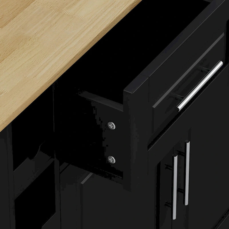 Multi-Functional Kitchen Island Cart with 2 Door Cabinet