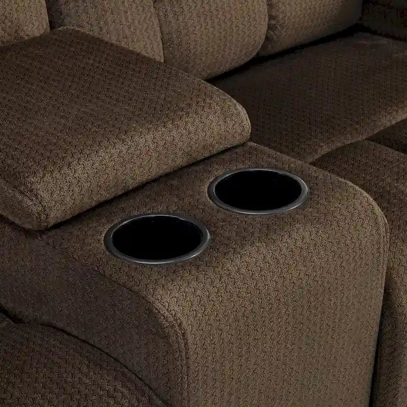 Power Loveseat Recliner with Console, Vibration and Heat, USB Charge Ports RS6234