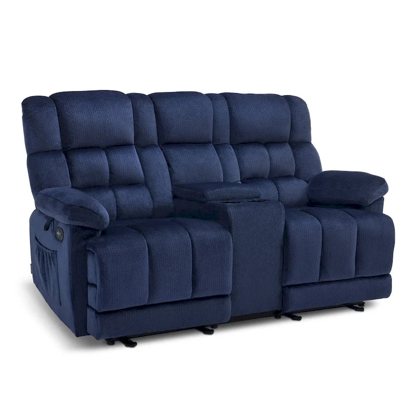 Power Loveseat Recliner with Console, Vibration and Heat, USB Charge Ports RS6234