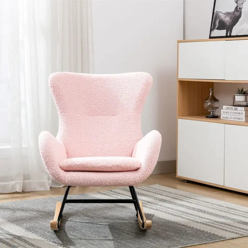 Padded Seat Rocking Chair With High Backrest And Armrests