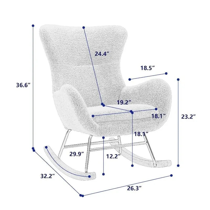 Padded Seat Rocking Chair With High Backrest And Armrests