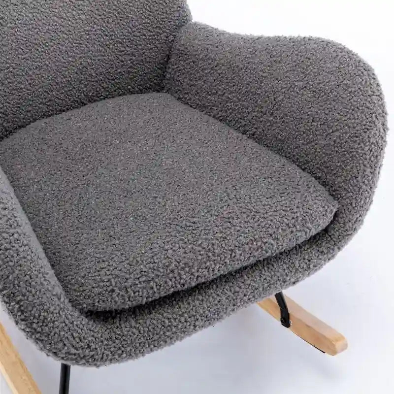 Padded Seat Rocking Chair With High Backrest And Armrests