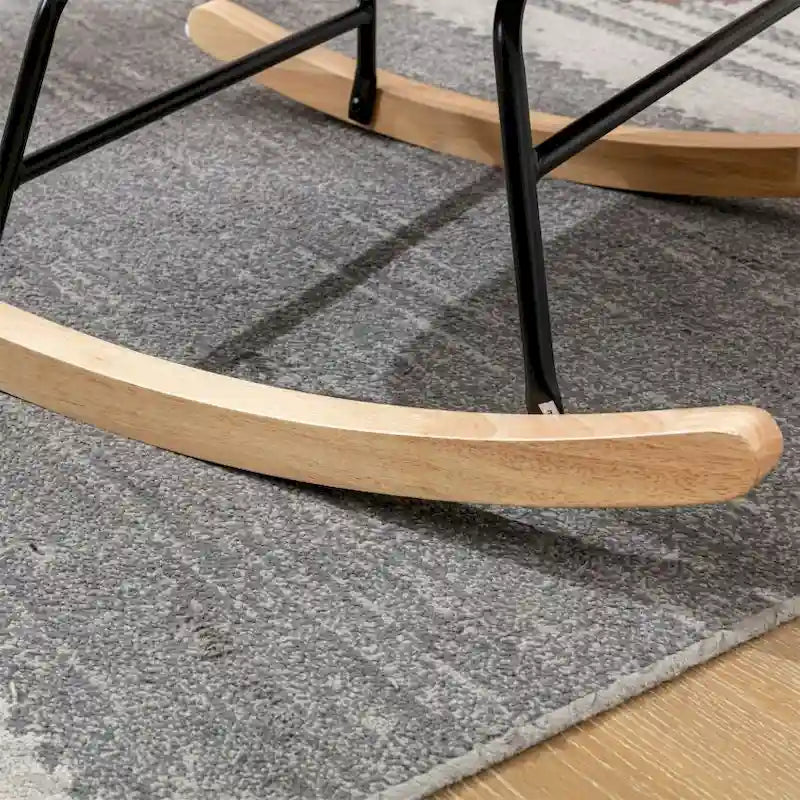 Padded Seat Rocking Chair With High Backrest And Armrests