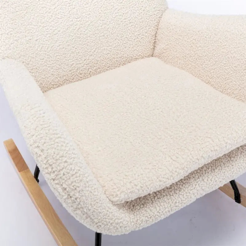 Padded Seat Rocking Chair With High Backrest And Armrests