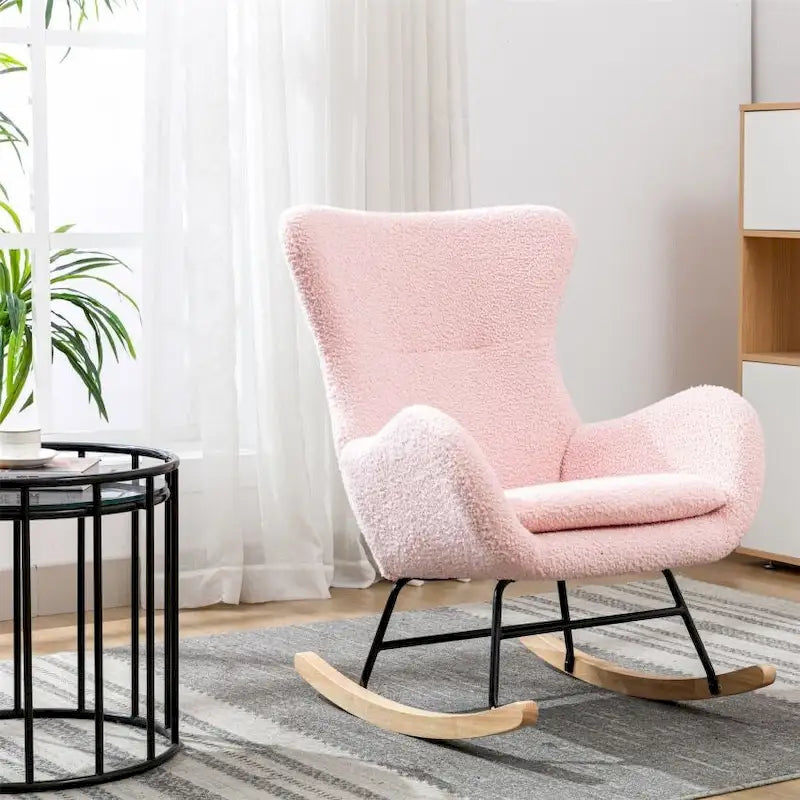 Padded Seat Rocking Chair With High Backrest And Armrests