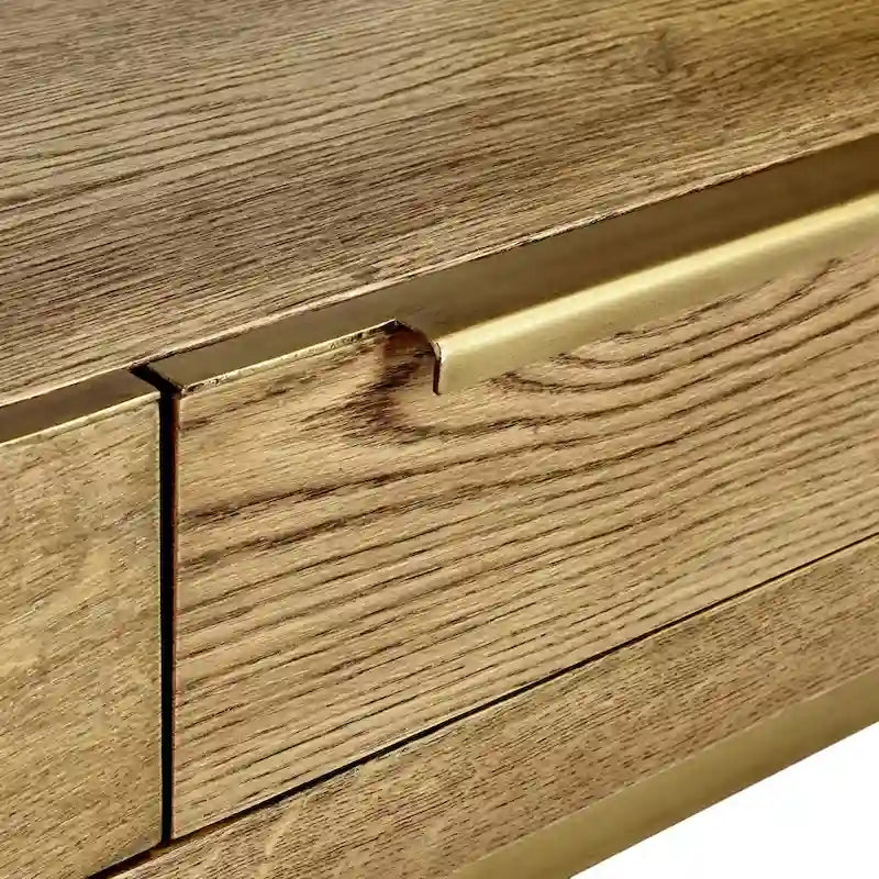 Four-Drawer Coffee Table with Glass Top in Brown
