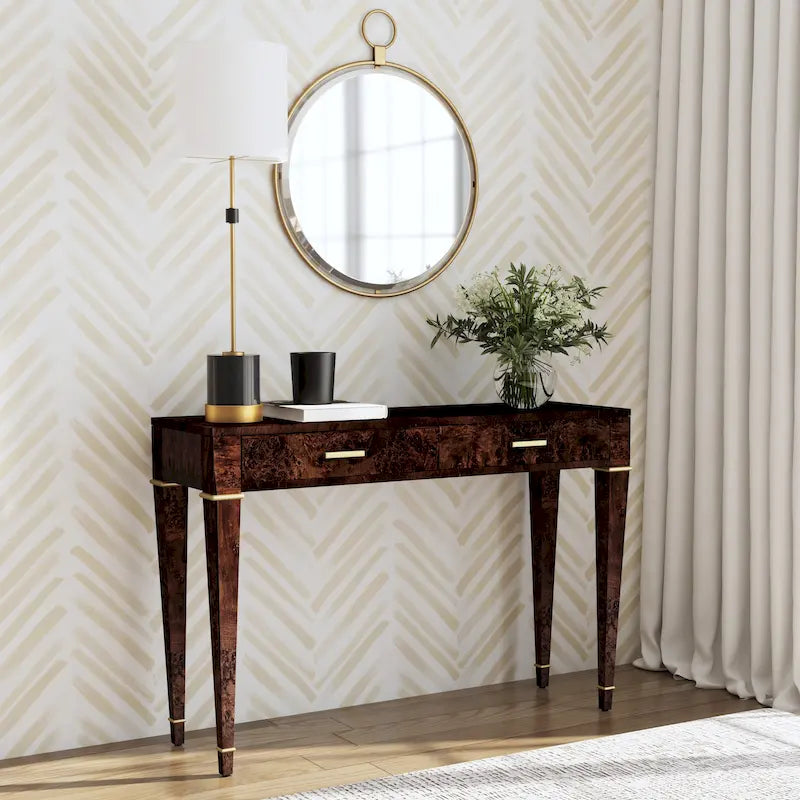 Kai 2 Drawer 46 Burl Wood Console Table
