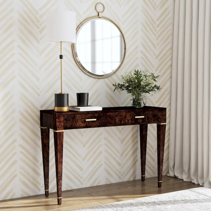 Kai 2 Drawer 46 Burl Wood Console Table
