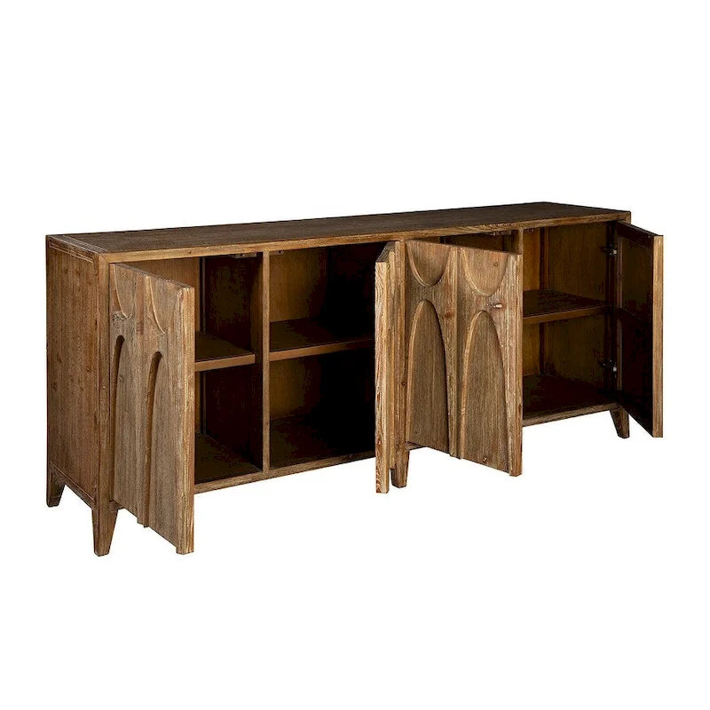 4-Door Reclaimed Elm Sideboard with Touch-Open Technology