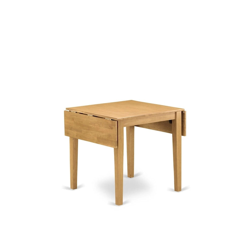 Drop-Leaf Dining Table Set with Linen Fabric Chairs, Oak