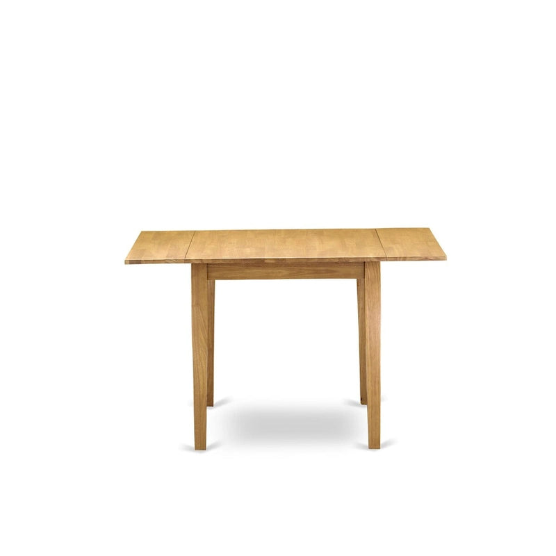 Drop-Leaf Dining Table Set with Linen Fabric Chairs, Oak