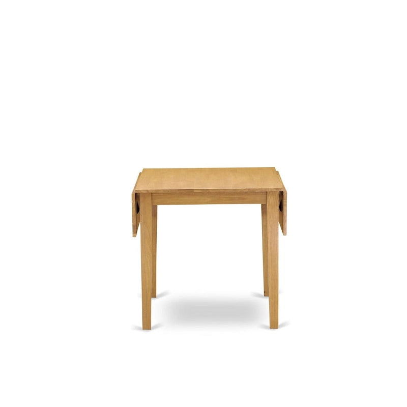 Drop-Leaf Dining Table Set with Linen Fabric Chairs, Oak
