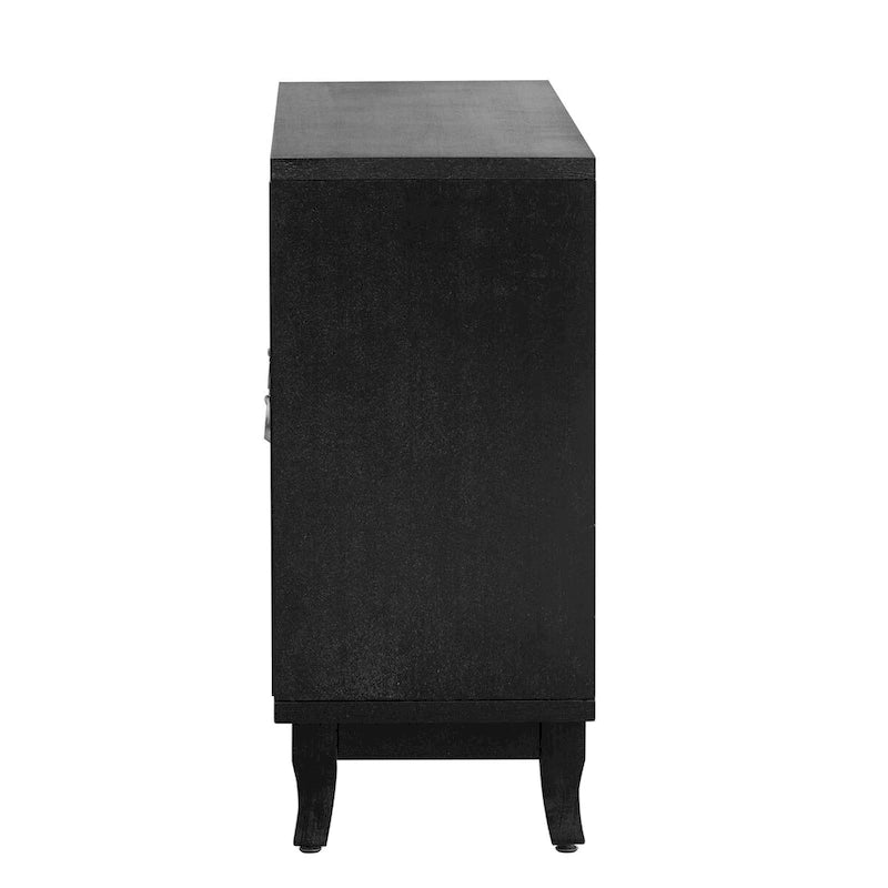 Sideboard Buffet Cabinet with 3 Mirrored Glass Doors and Silver Handle - 47.2L x 15.6W x 33.9H
