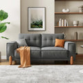 Modern Teddy Fabric Upholstered Sofa w/ Wood Legs and 2 Pillows